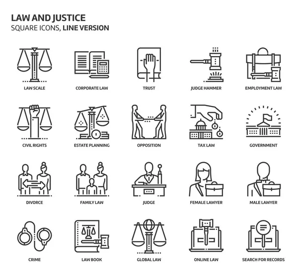 Набір значків закону і справедливості — стоковий вектор