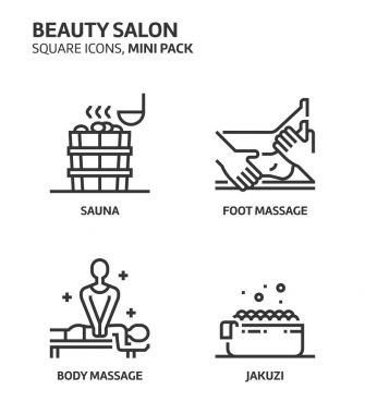 Beautiy salon, kare mini Icon set