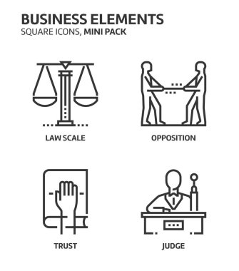 Hukuk ve adalet, kare mini Icon set.