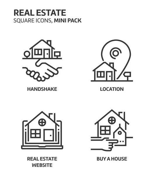 Real estate, set ikon mini persegi . - Stok Vektor