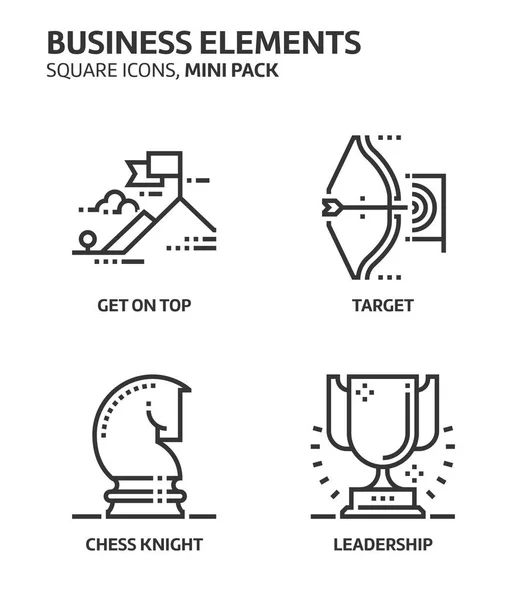 Elementos de negócios, mini ícone quadrado definido . —  Vetores de Stock