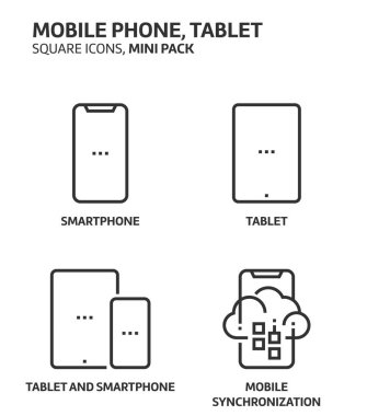 Cep telefonu, tablet Icon set