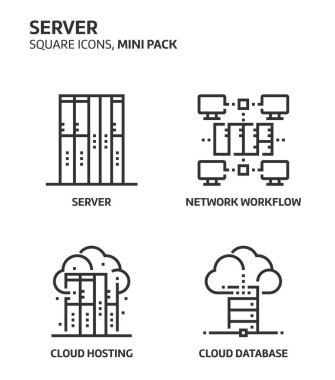Sunucu, kare mini Icon set