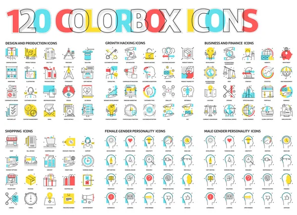 120 iconos de caja de color — Vector de stock