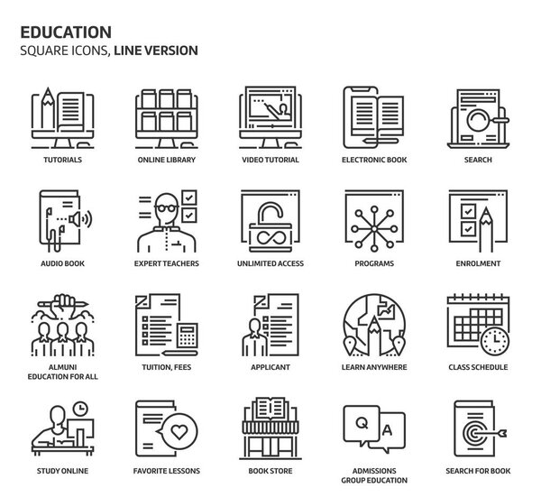 Образование, квадратный набор икон
.