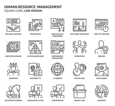Human resource square icon set clipart