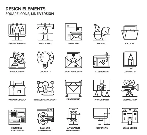 Elementi di design, set icone quadrate — Vettoriale Stock