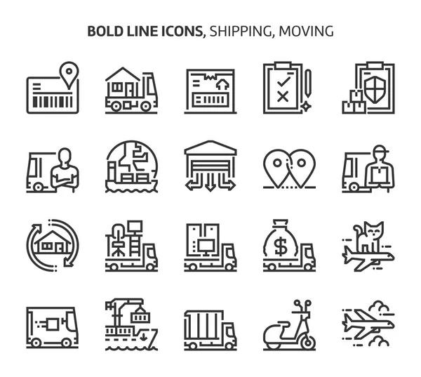Wysyłka i przenoszenie, pogrubienie linii ikony — Wektor stockowy