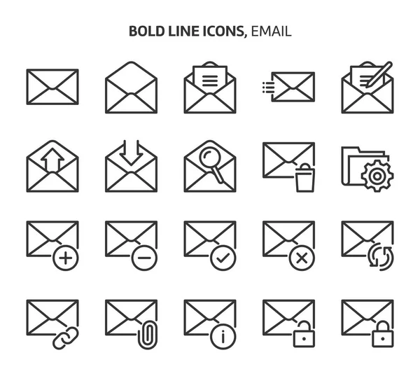 Email, ícones de linha em negrito —  Vetores de Stock