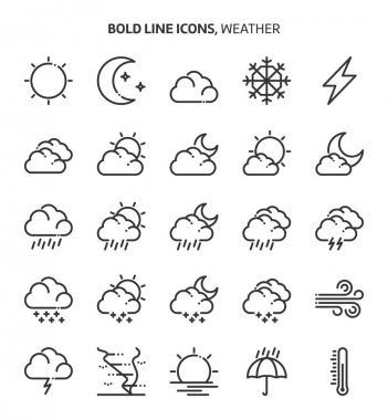Hava, kalın çizgi simgeler. 