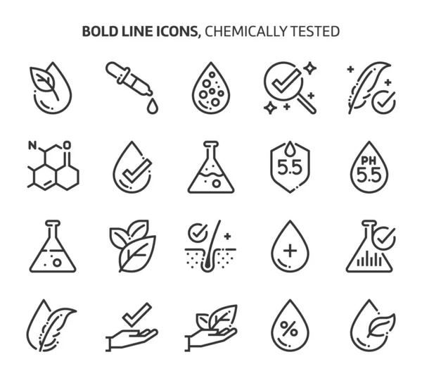 化学的に関連した太字の線のアイコンをテストしました イラストは 皮膚科 化粧品 アレルギー Ph値についてです — ストックベクタ