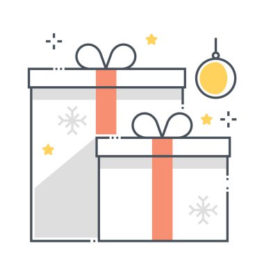 Hediye ile ilgili, renk çizgisi, vektör simgesi, illüstrasyon 