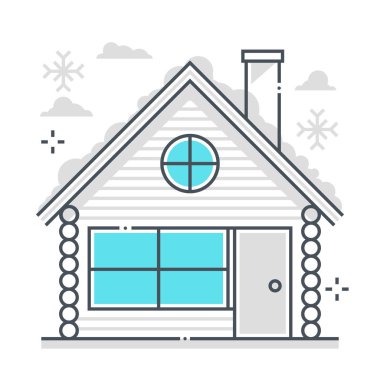 Kışlık ev, renk çizgisi, vektör simgesi, illüstrasyon