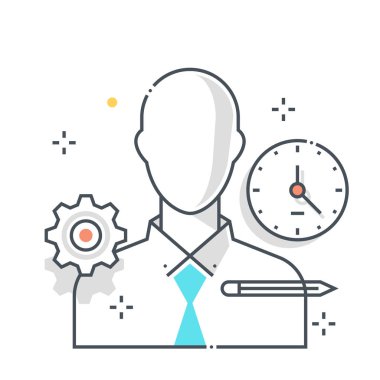 Çalışanlarla ilgili renk çizgisi vektör simgesi, illüstrasyon