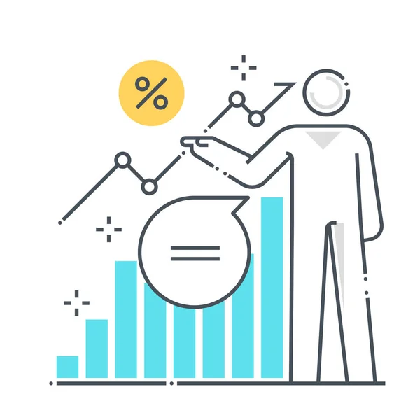 Conferência relacionado ícone de vetor de linha de cor, ilustração — Vetor de Stock