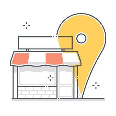 Dükkanla ilgili renk çizgisi vektör simgesi