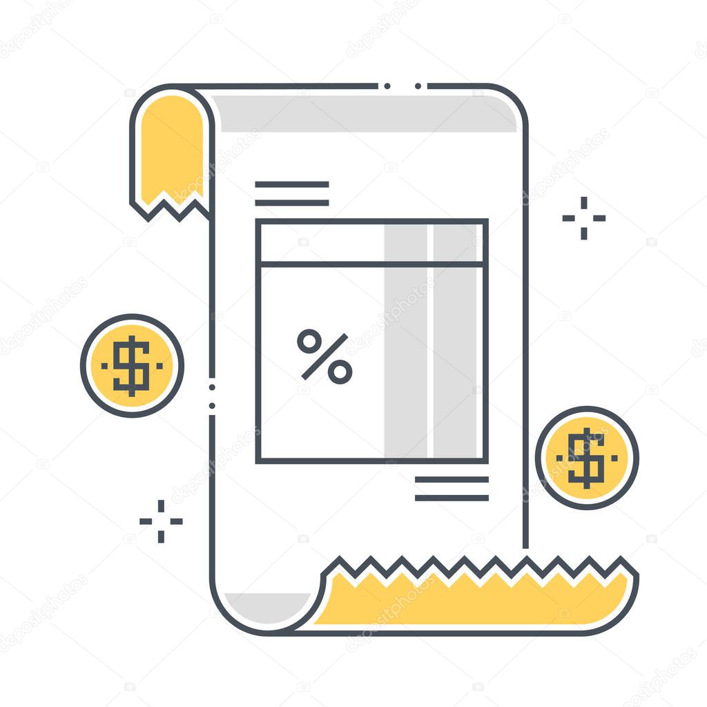 Invoice related color line vector icon