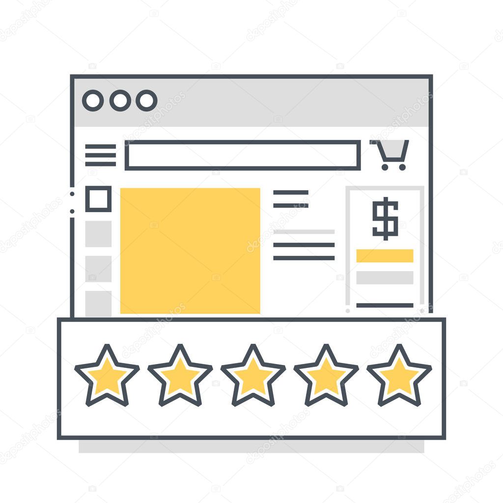 Reviews related color line vector icon