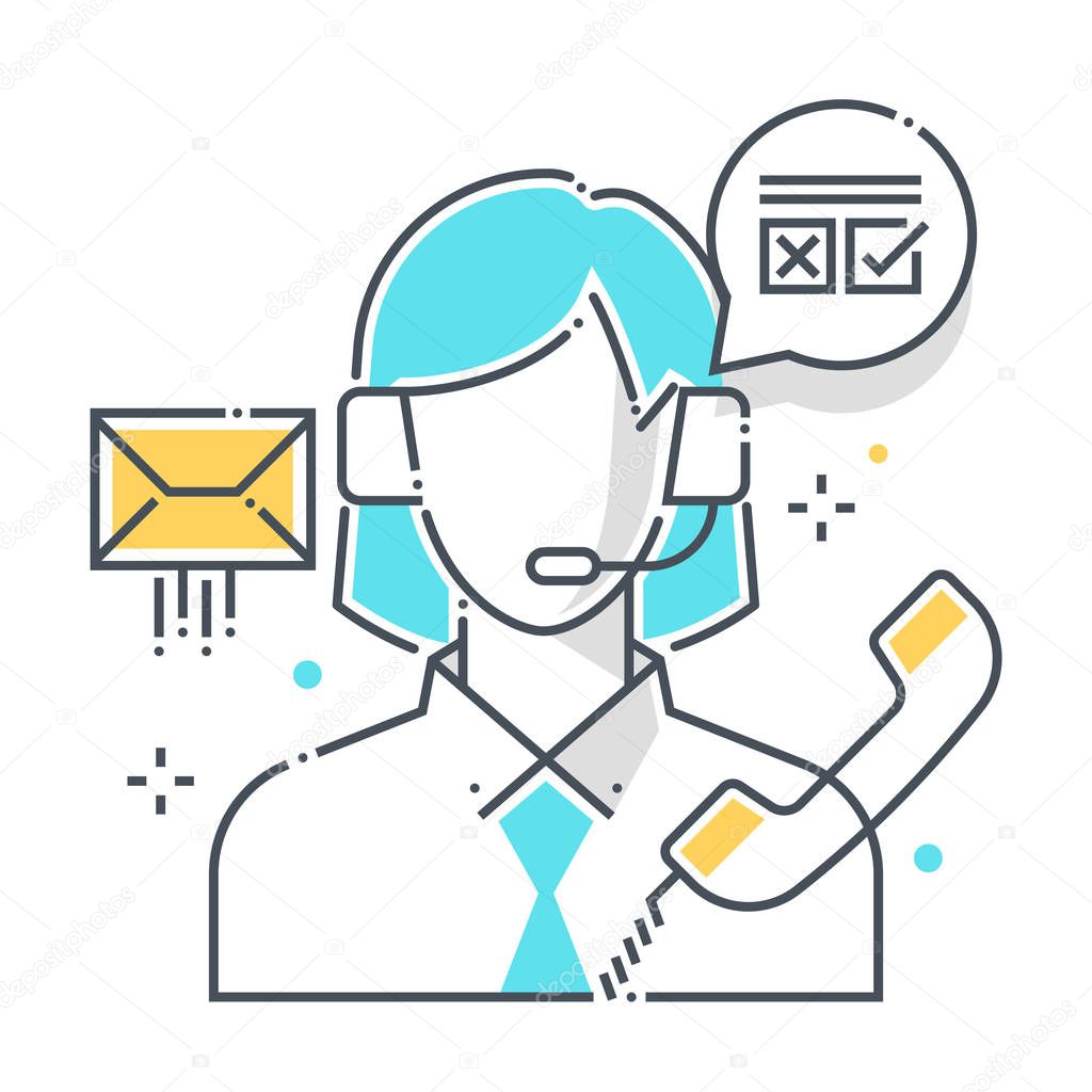 Customer service related color line vector icon