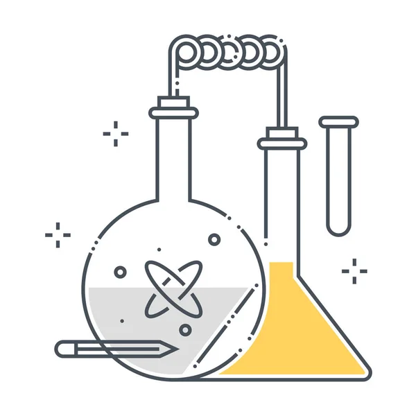 Química relacionada con la línea de color vector icono, ilustración — Vector de stock