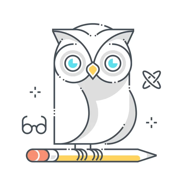 Icône vectorielle de ligne de couleur liée hibou, illustration — Image vectorielle