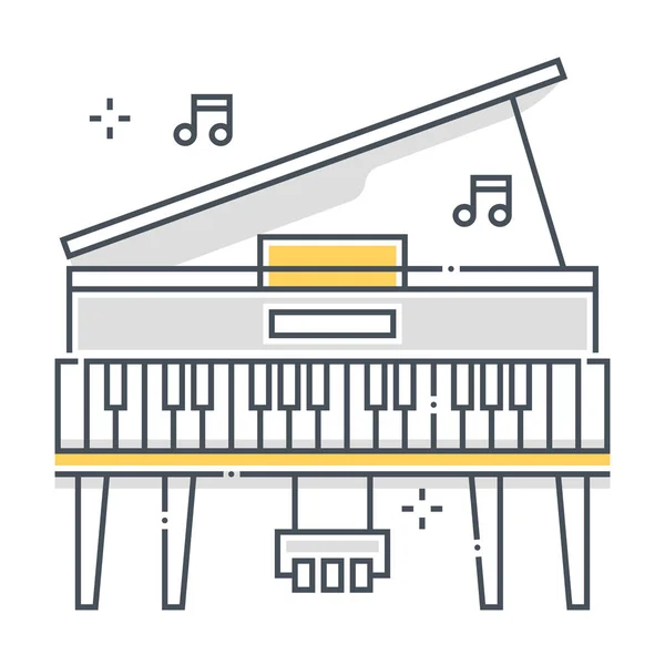 Ikon vektor baris warna terkait piano, ilustrasi - Stok Vektor