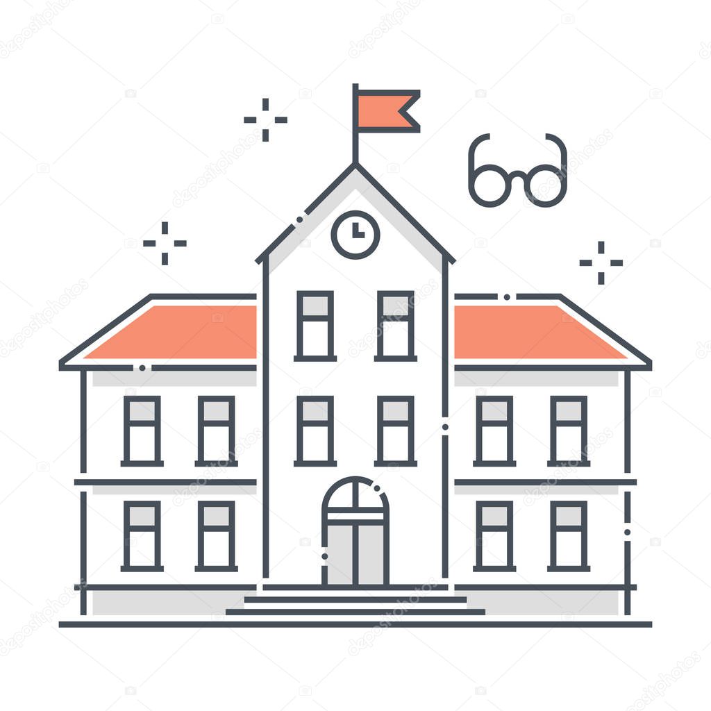 School related color line vector icon, illustration