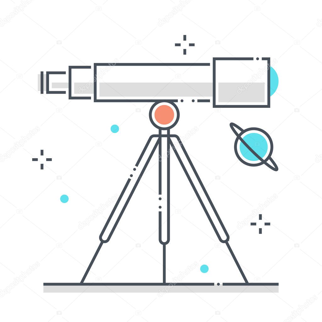 Astronomy related color line vector icon, illustration