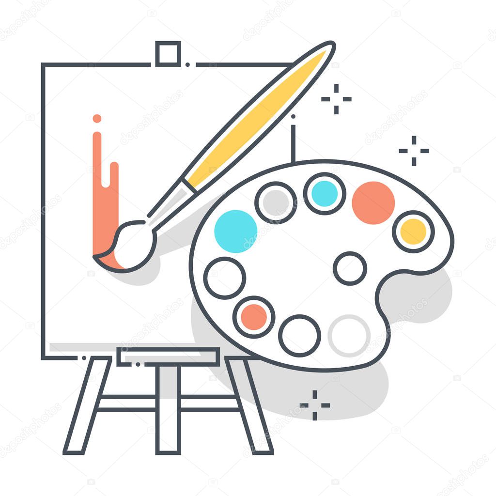 Painting related color line vector icon, illustration