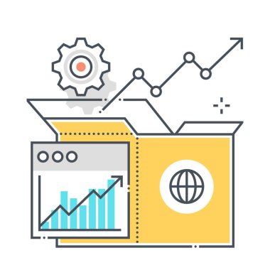 Ürün büyümesine bağlı renk çizgisi vektör simgesi, illüstrasyon