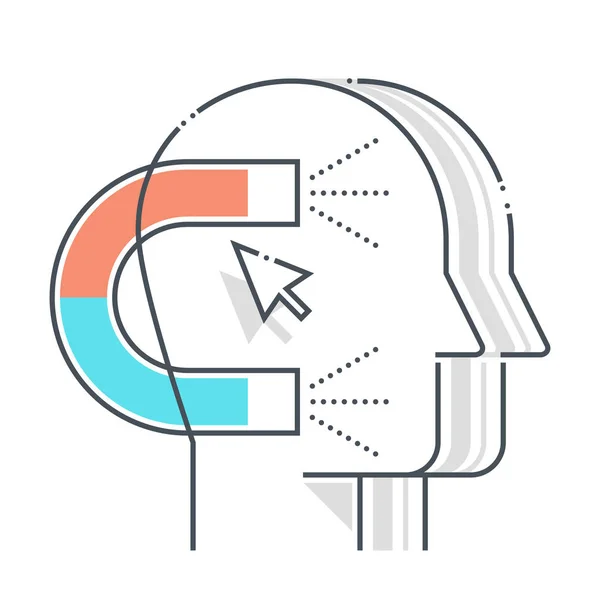 Aquisição de clientes relacionados ícone vetor de linha de cor, illustratio —  Vetores de Stock