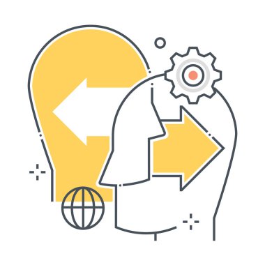 İletişim bağlantılı renk çizgisi vektör simgesi, illüstrasyon