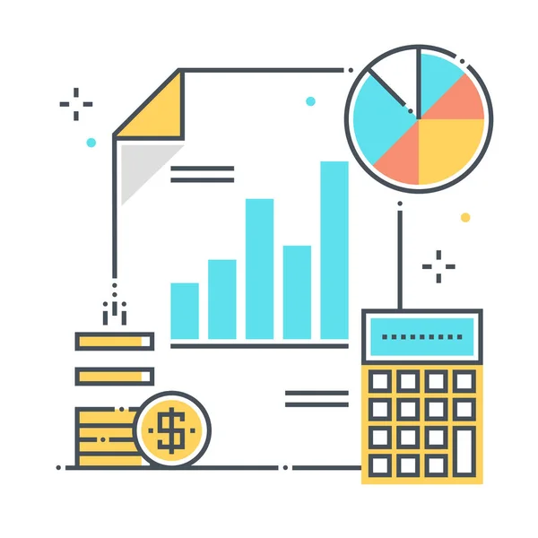 Ícone de vetor de linha de cores relacionado com análise, ilustração —  Vetores de Stock