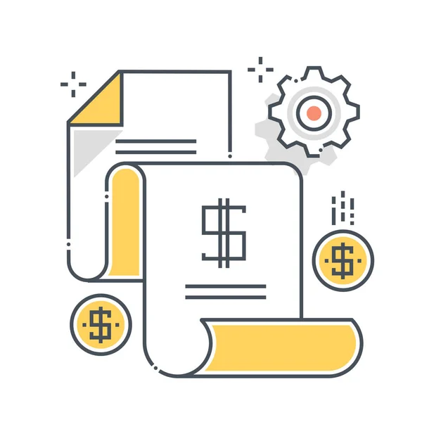 Invoice related color line vector icon, illustration - Stok Vektor