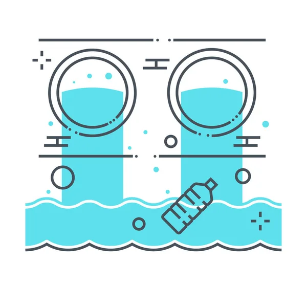 Atık su ile ilgili renk çizgisi ikonu, illüstrasyon — Stok Vektör