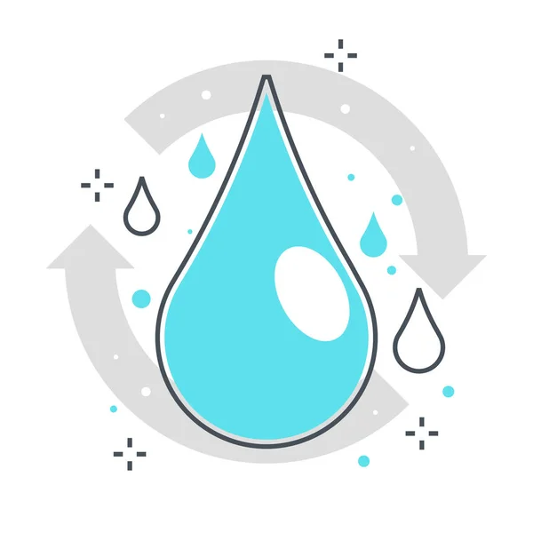Recyceln Wasser im Zusammenhang mit Farbe Linie Vektor Symbol, Abbildung — Stockvektor