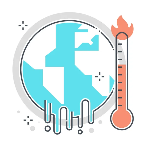 Icona vettoriale della linea di colore correlata al riscaldamento globale, illustrazione — Vettoriale Stock