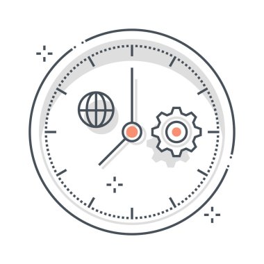 Saat bağlantılı renk çizgisi vektör simgesi, illüstrasyon