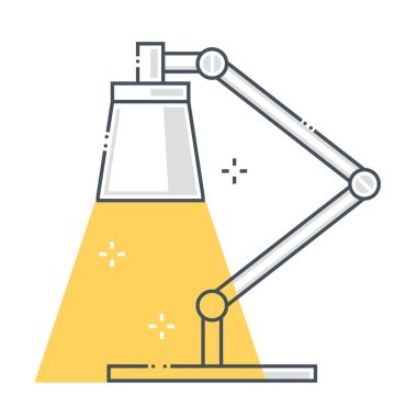 Masa lambası renk çizgisi vektör simgesi, illüstrasyon