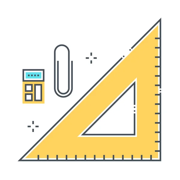 Ruler related color line vector icon, illustration — 스톡 벡터