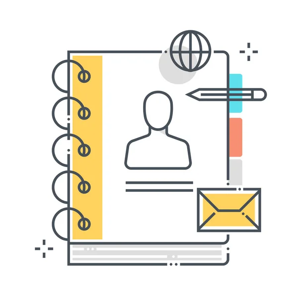 Contact list related color line vector icon, illustration — 스톡 벡터