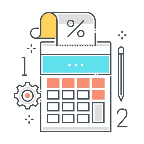 Calculator gerelateerde kleur lijn vector pictogram, illustratie — Stockvector