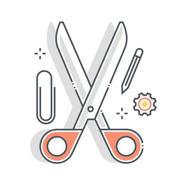 Scissors related color line vector icon, illustration — 图库矢量图片