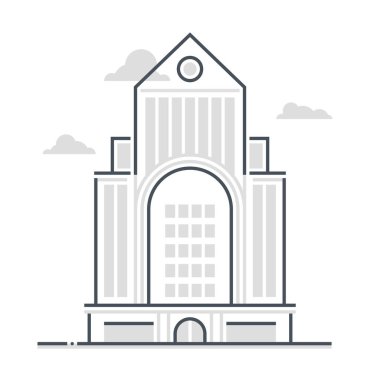 Gökdelen bağlantılı renk çizgisi vektör simgesi, illüstrasyon. İkonun konusu mülkiyet, yatırım, gayrimenkul, kiralık, taşınmaz. Bileşimi sınırsız ölçekte..