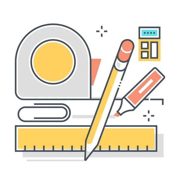 Calculation Related Color Line Vector Icon Illustration Icon Tools Ruler — Stock Vector