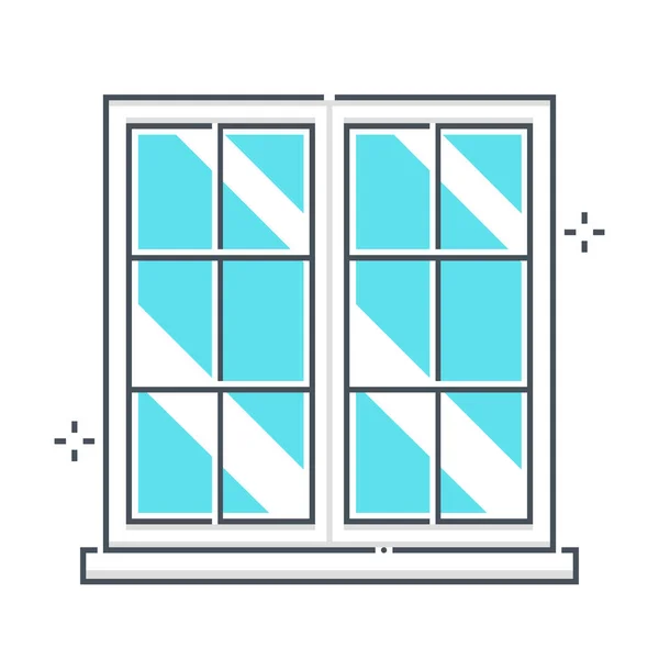 Вікно Пов Язане Кольоровою Лінією Векторна Піктограма Ілюстрація Ікона Про — стоковий вектор