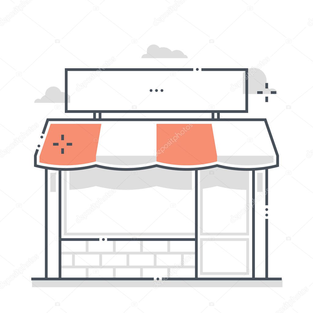 Shop related color line vector icon, illustration. The icon is about property, investment, real estate, rental, immovable. The composition is infinitely scalable.