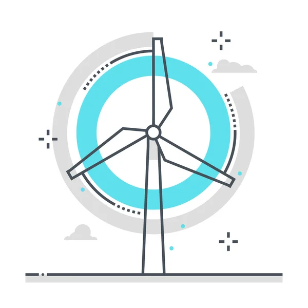 Wind Mill Related Color Line Vector Icon Illustration 아이콘은 친환경 — 스톡 벡터