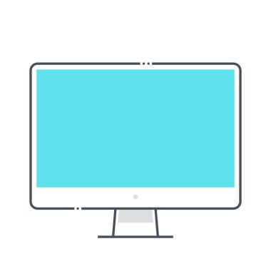 Masaüstü bağlantılı renk çizgisi vektör simgesi, illüstrasyon. İkonun tamamı bir arada, bilgisayar, teknoloji, bilgisayar, internet, elektronik. Bileşimi sınırsız ölçekte..