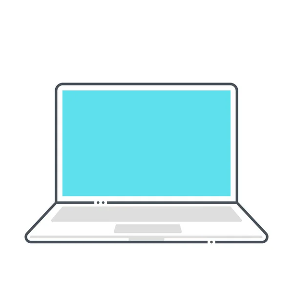 Значок Вектора Цветовой Линии Ноутбука Иллюстрация Икона Фронтальной Антенне Ноутбуке — стоковый вектор